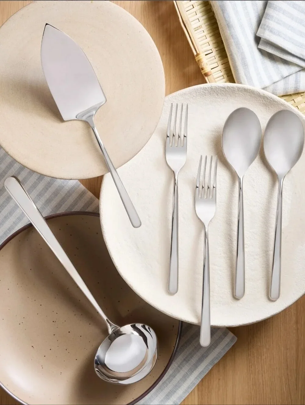 NEW! Quince- Sambonet Gia 6 Piece Polished Stainless Steel Serving Set! (X104)